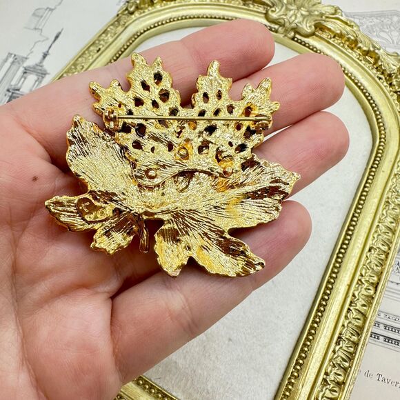 Vintage KC Fall Leaves Leaf Brooch Enamel Leaf Kenneth Cole Pin - Picture 3 of 4